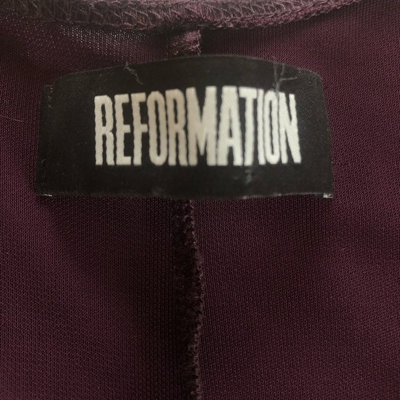 Reformation Long Sleeve Plunging Neckline Sz XS Faux Wrap Dress In Aubergine - Picture 3 of 16